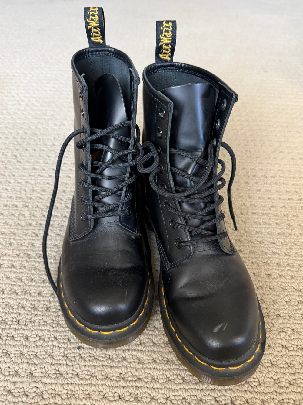Dr. Martens 1460 Black Smooth Leather Lace-Up Combat Boots – Worn Once